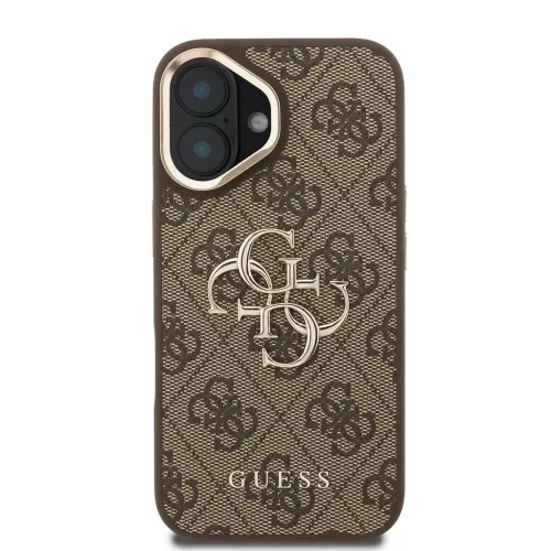 Guess PU 4G Metal Logo Stand Camera Frame tok iPhone 16 készülékhez barna