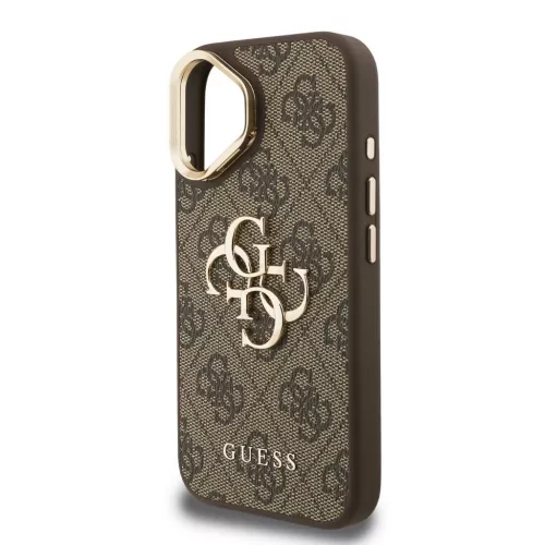 Guess PU 4G Metal Logo Stand Camera Frame tok iPhone 16 készülékhez barna