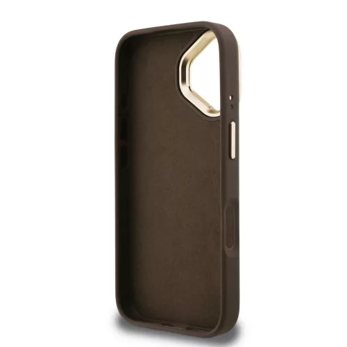 Guess PU 4G Metal Logo Stand Camera Frame tok iPhone 16 készülékhez barna