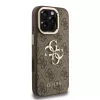 Guess PU 4G Metal Logo Stand Camera Frame tok iPhone 16 Pro készülékhez barna