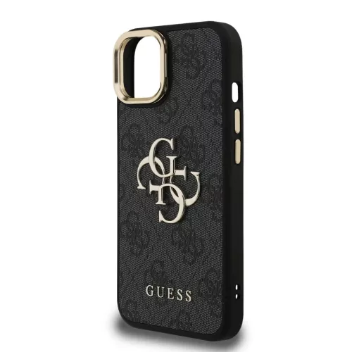 Guess PU 4G Metal Logo Stand Camera Frame tok iPhone 13 készülékhez fekete