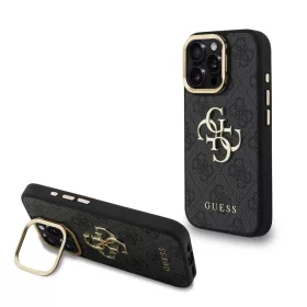   Guess PU 4G Metal Logo Stand Camera Frame tok iPhone 15 Pro Max készülékhez fekete