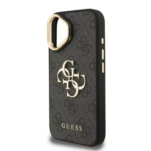 Guess PU 4G Metal Logo Stand Camera Frame tok iPhone 16 készülékhez fekete