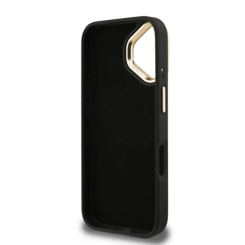 Guess PU 4G Metal Logo Stand Camera Frame tok iPhone 16 készülékhez fekete