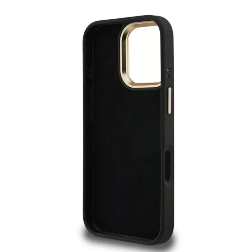 Guess PU 4G Metal Logo Stand Camera Frame tok iPhone 16 Pro készülékhez fekete