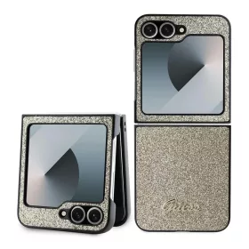  Guess PC/TPU Glitter Flakes Metal Logo tok Samsung Galaxy Z Flip 6 készülékhez arany