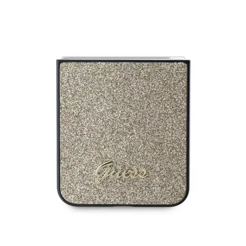 Guess PC/TPU Glitter Flakes Metal Logo tok Samsung Galaxy Z Flip 6 készülékhez arany