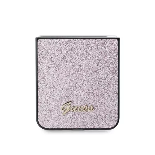 Guess PC/TPU Glitter Flakes Metal Logo tok Samsung Galaxy Z Flip 6 készülékhez rózsaszín