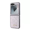 Guess PC/TPU Glitter Flakes Metal Logo tok Samsung Galaxy Z Flip 6 készülékhez rózsaszín