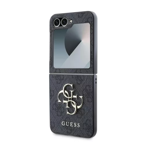 Guess PU 4G Metal Logo tok Samsung Galaxy Z Flip 6 készülékhez szürke