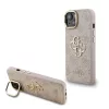 Guess PU 4G Metal Logo Stand Camera Frame tok iPhone 15 készülékhez rózsaszín