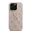 Guess PU 4G Metal Logo állványos kamera keretes tok iPhone 15 Pro Max készülékhez rózsaszín