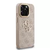 Guess PU 4G Metal Logo állványos kamera keretes tok iPhone 15 Pro Max készülékhez rózsaszín