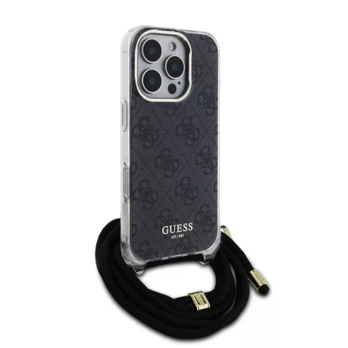 Guess IML 4G nyomtatott vállpántos tok iPhone 16 Pro készülékhez fekete