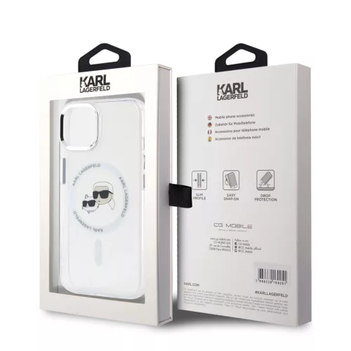 Karl Lagerfeld IML K&CH Heads Metal Frame MagSafe tok iPhone 13 készülékhez átlátszó