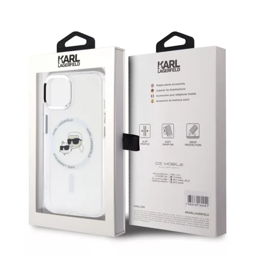 Karl Lagerfeld IML K&CH Heads Metal Frame MagSafe tok iPhone 14 készülékhez átlátszó