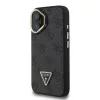 Guess PU 4G Strass Triangle Logo Stand Camera Frame MagSafe Tok iPhone 16 készülékhez fekete
