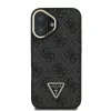 Guess PU 4G Strass Triangle Logo Stand Camera Frame MagSafe Tok iPhone 16 készülékhez fekete