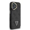 Guess PU 4G Strass Triangle Logo Stand Camera Frame MagSafe Tok iPhone 16 készülékhez fekete