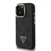 Guess PU 4G Strass Triangle Logo Stand Camera Frame MagSafe tok iPhone 16 Pro készülékhez fekete