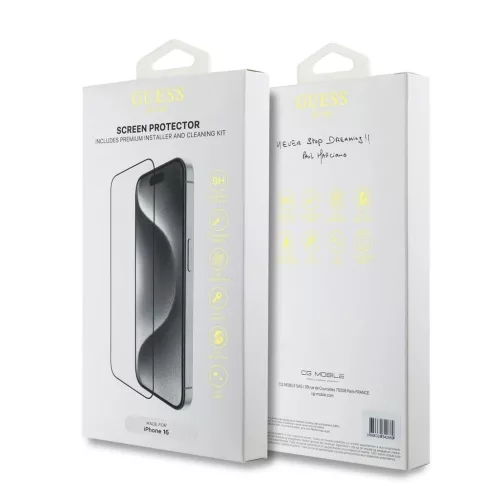 Guess kijelzővédő 2.5D iPhone 16 készülékhez fekete