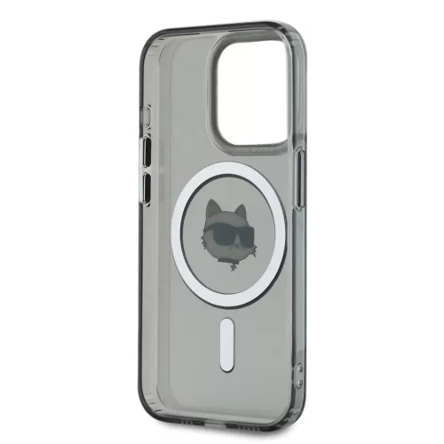 Karl Lagerfeld IML Choupette Head Metal Frame MagSafe tok iPhone 15 Pro készülékhez fekete