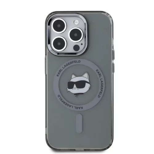 Karl Lagerfeld IML Choupette Head Metal Frame MagSafe tok iPhone 15 Pro Max készülékhez fekete