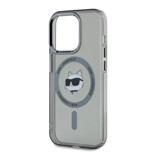 Karl Lagerfeld IML Choupette Head Metal Frame MagSafe tok iPhone 15 Pro Max készülékhez fekete