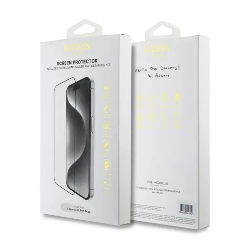 Guess Kijelzővédő 2.5D iPhone 16 Pro Max készülékhez fekete