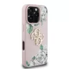 Guess PU Grained Roses 4G Metal Logo tok iPhone 16 Pro készülékhez rózsaszín