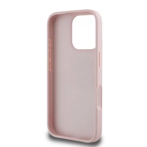 Guess PU Grained Roses 4G Metal Logo tok iPhone 16 Pro készülékhez rózsaszín