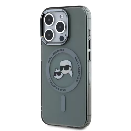Karl Lagerfeld IML K&CH Heads Metal Frame MagSafe tok iPhone 15 Pro készülékhez fekete