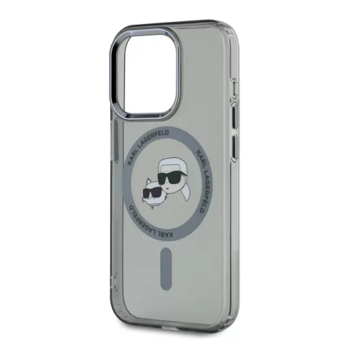 Karl Lagerfeld IML K&CH Heads Metal Frame MagSafe tok iPhone 15 Pro készülékhez fekete