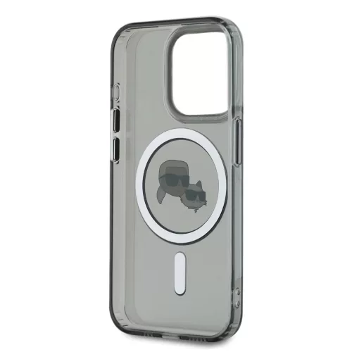 Karl Lagerfeld IML K&CH Heads Metal Frame MagSafe tok iPhone 15 Pro készülékhez fekete