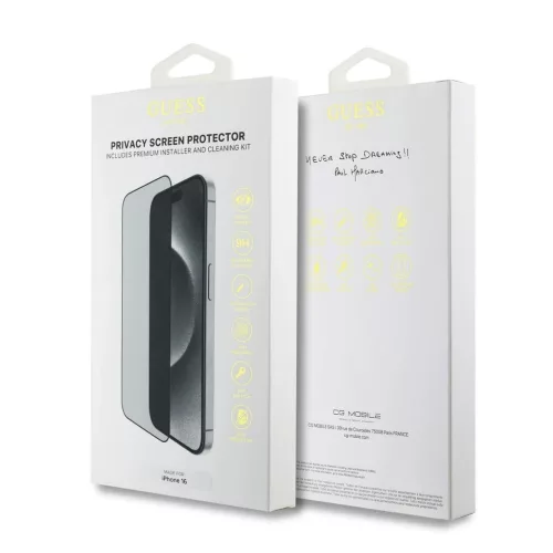 Guess kijelzővédő 2.5D PRIVACY for iPhone 16 készülékhez fekete