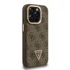 Guess PU 4G Strass Triangle Logo Stand Camera Frame MagSafe Tok iPhone 15 Pro Max készülékhez barna