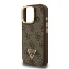 Guess PU 4G Strass Triangle Logo Stand Camera Frame MagSafe Tok iPhone 15 Pro Max készülékhez barna