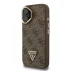 Guess PU 4G Strass Triangle Logo Stand Camera Frame MagSafe tok iPhone 16 készülékhez barna