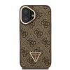 Guess PU 4G Strass Triangle Logo Stand Camera Frame MagSafe tok iPhone 16 készülékhez barna