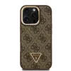 Guess PU 4G Strass Triangle Logo Stand Camera Frame MagSafe tok iPhone 16 Pro készülékhez barna