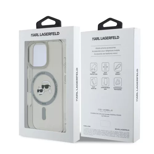 Karl Lagerfeld IML K&CH Heads Metal Frame MagSafe tok iPhone 16 Pro Max készülékhez fekete