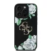Guess PU Grained Roses 4G Metal Logo tok iPhone 16 Pro készülékhez fekete