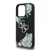 Guess PU Grained Roses 4G Metal Logo tok iPhone 16 Pro készülékhez fekete