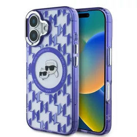   Karl Lagerfeld IML Monogram K&CH Heads MagSafe tok iPhone 16 készülékhez lila