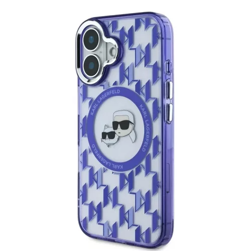Karl Lagerfeld IML Monogram K&CH Heads MagSafe tok iPhone 16 készülékhez lila