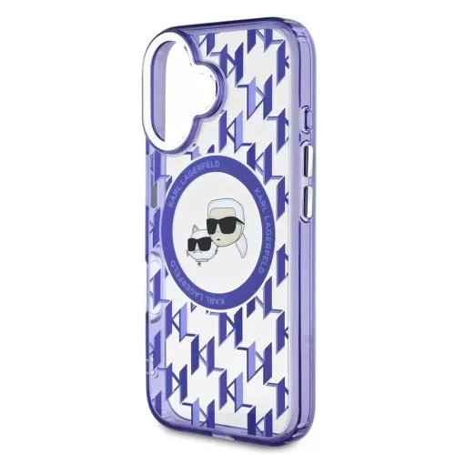 Karl Lagerfeld IML Monogram K&CH Heads MagSafe tok iPhone 16 készülékhez lila