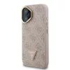 Guess PU 4G Strass Triangle Logo Stand Camera Frame MagSafe tok iPhone 16 készülékhez rózsaszín