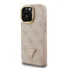 Guess PU 4G Strass Triangle Logo Stand Camera Frame MagSafe tok iPhone 16 Pro készülékhez rózsaszín