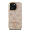 Guess PU 4G Strass Triangle Logo Stand Camera Frame MagSafe tok iPhone 16 Pro készülékhez rózsaszín