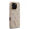 Guess PU 4G Strass Triangle Logo Stand Camera Frame MagSafe tok iPhone 16 Pro készülékhez rózsaszín